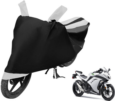 Auto Hub Two Wheeler Cover for Kawasaki(Ninja 300, Black, White)