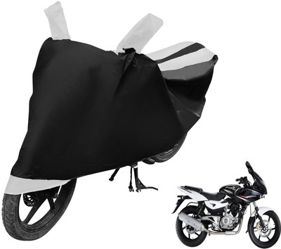 Auto Hub Two Wheeler Cover for Bajaj(Pulsar 220 DTS-i, Black, White)