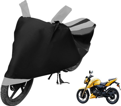 Auto Hub Two Wheeler Cover for TVS(Apache RTR 200 4V, Black, Silver)