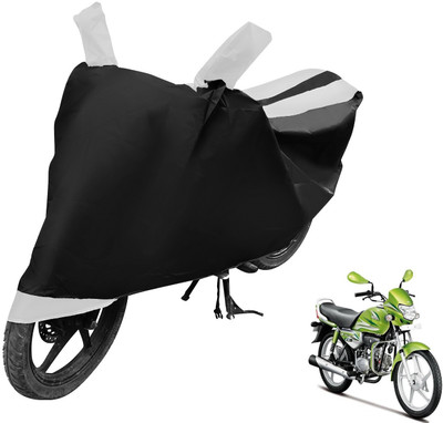Auto Hub Two Wheeler Cover for Hero(HF Deluxe Eco, Black, White)