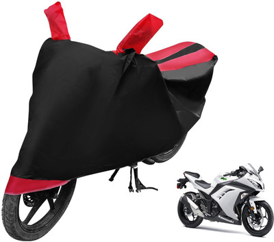 MOCKHE Two Wheeler Cover for Kawasaki(Ninja 300, Black, Red)