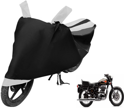 MOCKHE Two Wheeler Cover for Royal Enfield(500, Black, White)