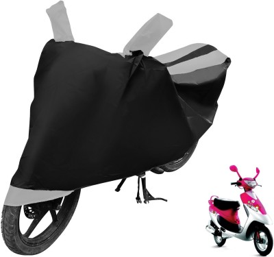 MOCKHE Two Wheeler Cover for TVS(Scooty Pep+, Black, Silver)