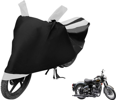 MOCKHE Two Wheeler Cover for Royal Enfield(Classic 500, Black, White)