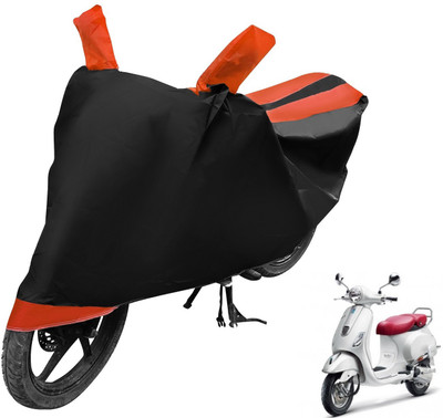 MOCKHE Two Wheeler Cover for Vespa(Black, Orange)