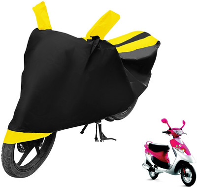 MOCKHE Two Wheeler Cover for TVS(Scooty Pep+, Black, Yellow)