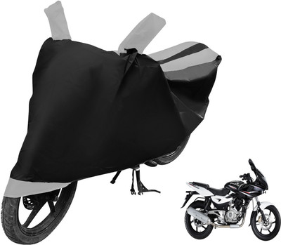 MOCKHE Two Wheeler Cover for Bajaj(Pulsar 220 DTS-i, Black, Silver)