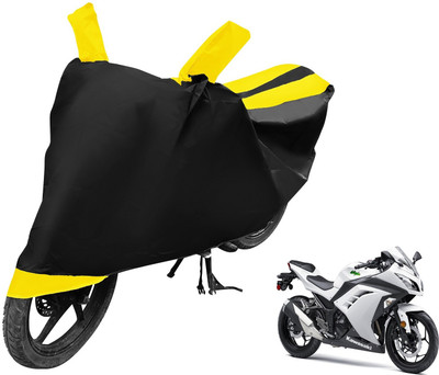 MOCKHE Two Wheeler Cover for Kawasaki(Ninja 300, Black, Yellow)