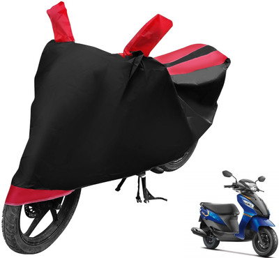 MOCKHE Two Wheeler Cover for Suzuki(Let's, Black, Red)
