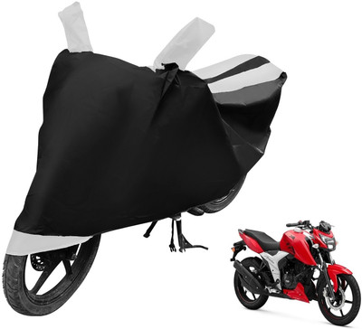 MOCKHE Two Wheeler Cover for TVS(Apache RTR 160 4V, Black, White)