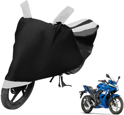 MOCKHE Two Wheeler Cover for Suzuki(Gixxer SF, Black, White)