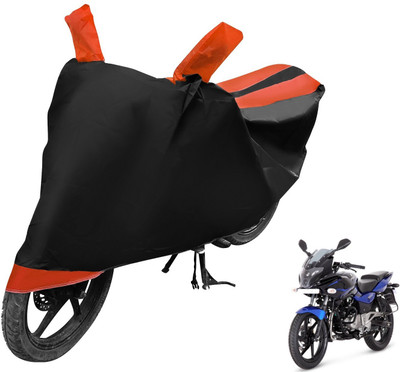 Auto Hub Two Wheeler Cover for Bajaj(Pulsar 220F, Black, Orange)