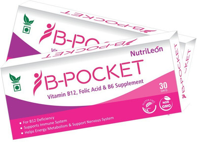 NutriLeon B-Pocket Vitamin B12 Folic Acid B6(60 Tablets)