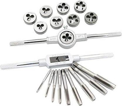 A&S TOOLSHOP 20pcs Tap & Die Set 1/16-1/2 Inch NC Screw Thread Plugs Taps Alloy Steel Hand Screw Taps Double Sided Pipe Wrench(Pack of 1)