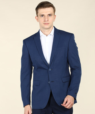 Peter England Self Design Single Breasted Casual Men Blazer(Blue)