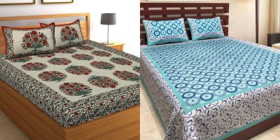 JAIPUR PRINTS 144 TC Cotton Double Glow in the Dark Flat Bedsheet(Pack of 2, Red)