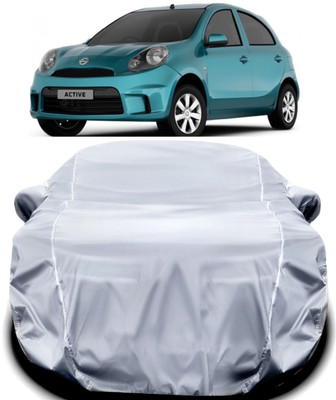 ANOXE Car Cover For Nissan Micra Active (With Mirror Pockets)(Silver)
