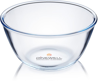 Dinewell Glass Serving Bowl Borosilicate Round Glass Mixing Bowl (750 ml)(Pack of 1, Clear)