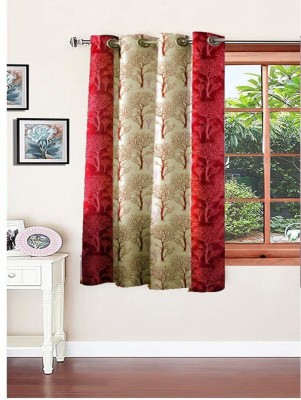 India Furnish 153 cm (5 ft) Polyester Semi Transparent Window Curtain Single Curtain(Printed, Abstract, Floral, Geometric, Maroon)