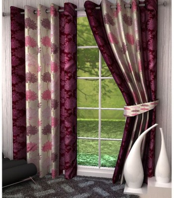 India Furnish 152 cm (5 ft) Polyester Semi Transparent Window Curtain (Pack Of 2)(Printed, Wine)
