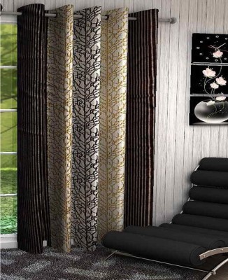 India Furnish 214 cm (7 ft) Polyester Semi Transparent Door Curtain Single Curtain(Abstract, Brown)