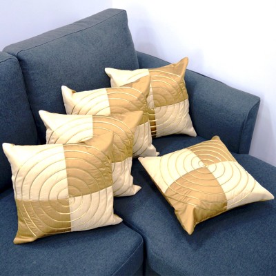 Tranquil Square Checkered Cushions Cover(Pack of 5, 40.6 cm*40.6 cm, Brown)