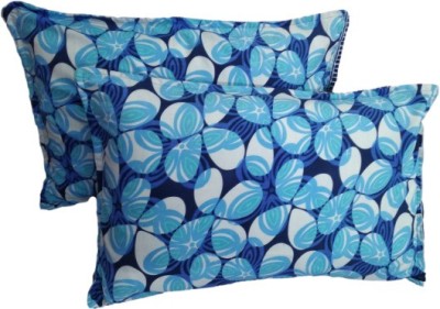 Asar Creations Floral Pillows Cover(Pack of 2, 46 cm*72 cm, Blue, White)