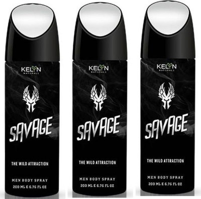 Kelyn Savage-3(Deo) Body Spray  -  For Men & Women(600 ml, Pack of 3)