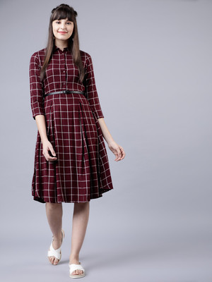 Tokyo Talkies Women A-line Multicolor Midi/Calf Length Dress