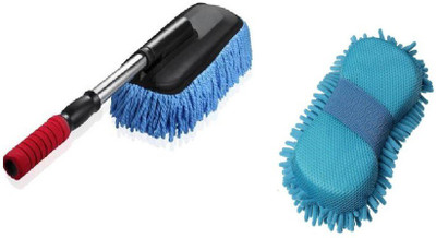 MOBONE Car duster sponge combo Regular Sponge Microfiber Car washing sponge glove for Dry/Wet Cleaning Wet and Dry Duster Set(Pack of 2)