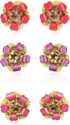 VFI SJ-ER-5015 AD Red,Purple,Ruby LCD Tops 3 earrings combo Brass Stud Earring