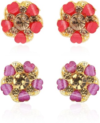 VFI SJ-ER-5010 AD Red Purple LCD Tops 2 earrings combo Brass Stud Earring