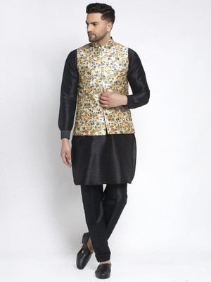 kaifoo Men Kurta Pyjama Ethnic Jacket Set