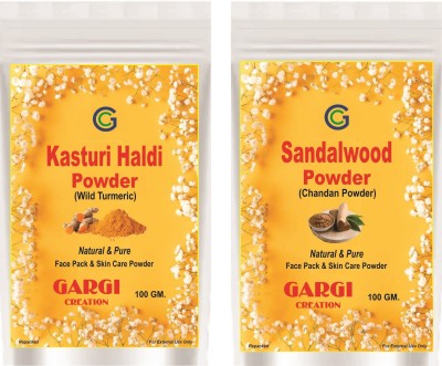 gargi creation combo of kasturi haldi and Sandalwood [ chandan ] powder for skin care facepack pack of 200 grams.(200 g)