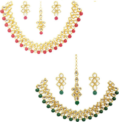 Anahat collection Alloy Gold, Red, Green Jewellery Set(Pack of 1)