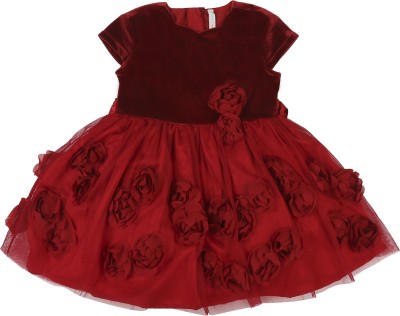 Pantaloons Junior Midi/Knee Length Party Dress(Red, Cap Sleeve)