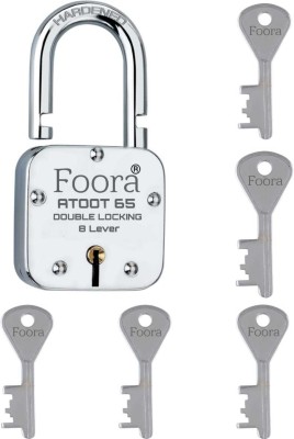Foora ATOOT 65 Hardened Shackle with 5 Keys Double Locking - 65mm Padlock(Silver)