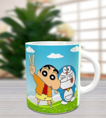 BlueBells Gifting Shinchan Doremon cartoon kids mug Ceramic Coffee Mug(325 ml)