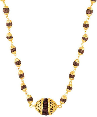 Voylla Gold Plated Rudraksha (8MM 36Beads) Studded Chain Gold-plated Plated Brass Chain