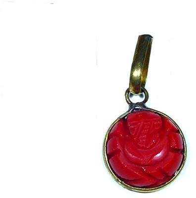 Urancia Ittalian Red Moonga Ganapati Panchdhatu Alloy Locket Pendant for Fengshui Vastu Home Coral Stone Pendant