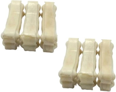 BRANDON 3 Inch 6 pcs White Digestible Rawhide Pressed Bone Dog Chew For Dogs Dog Chew(300 g, Pack of 1)