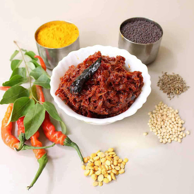 sitara foods Red Chilli Pickle Without Garlic Pandu Mirapakaya Pachadi 250 Grams Red Chilli Pickle(250 g)