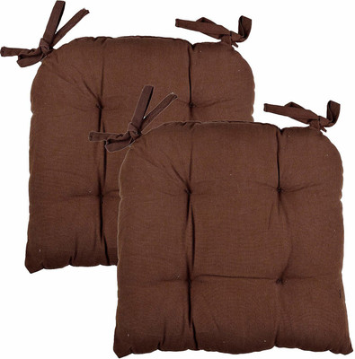 Ultra Digits Comfort And Luxury Microfibre Solid Chair Pad Pack of 2(Brown)