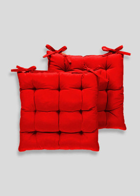 Ultra Digits Comfort And Luxury Microfibre Solid Chair Pad Pack of 2(Red)
