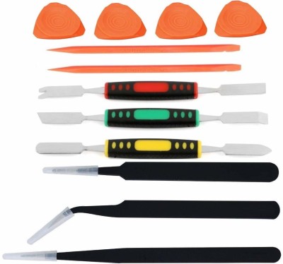 MyJerry 12 PCs Repair Tool Set - Nylon ESD Spudgers, Dual End Metal Spudgers, ESD Safe Tweezers and Triangular Openers Hand Tool Kit(12 Tools)