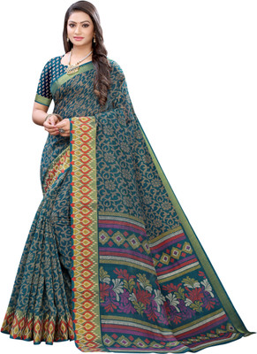 Ratnavati Printed Bollywood Brasso Saree(Blue)