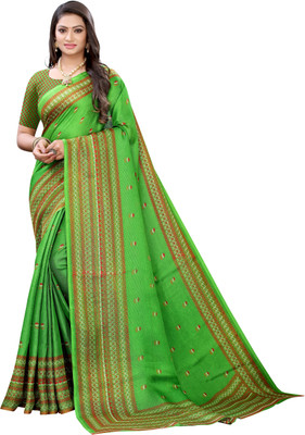 Ratnavati Printed Bollywood Silk Blend Saree(Green)