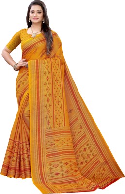 Ratnavati Printed Daily Wear Silk Blend Saree(Yellow)