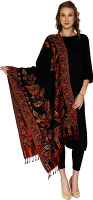 swi stylish Wool Paisley Women Shawl(Black)
