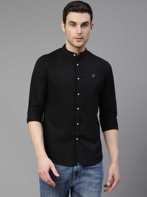 PROTOCOLL Men Solid Casual Dark Blue Shirt